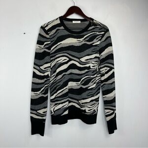 Equipment Femme Size Medium Wool Zebra Stripe Crewneck Sweater BSB